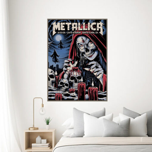 levis stadium metallica poster 2025 santa clara concert skull canvas wall art 1