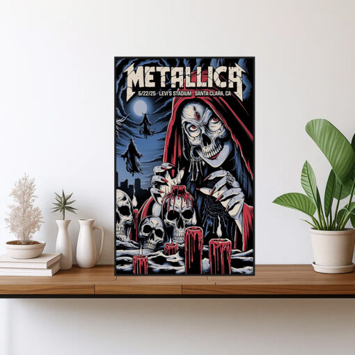 levis stadium metallica poster 2025 santa clara concert skull canvas wall art
