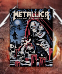 levis stadium metallica poster 2025 santa clara concert skull canvas wall art