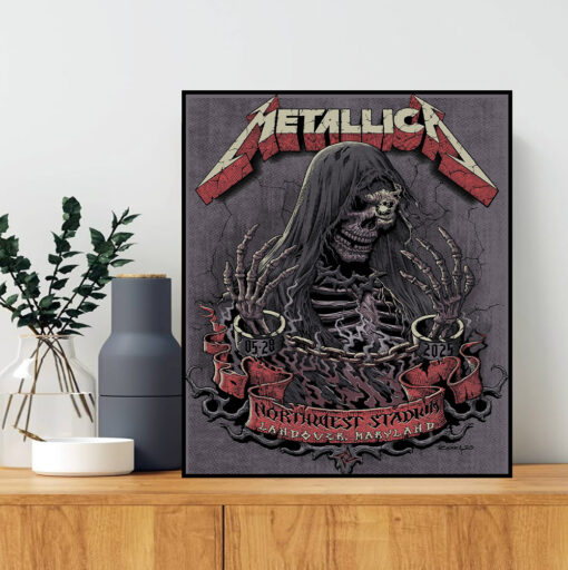 metallica 2025 tour poster landover maryland m72 stadium show grim skeleton canvas 1