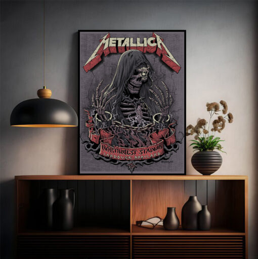 metallica 2025 tour poster landover maryland m72 stadium show grim skeleton canvas 2