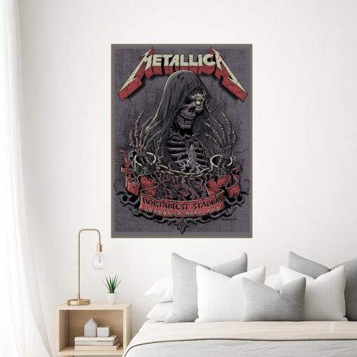 metallica 2025 tour poster landover maryland m72 stadium show grim skeleton canvas 3