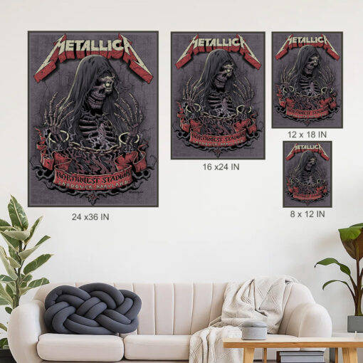 metallica 2025 tour poster landover maryland m72 stadium show grim skeleton canvas