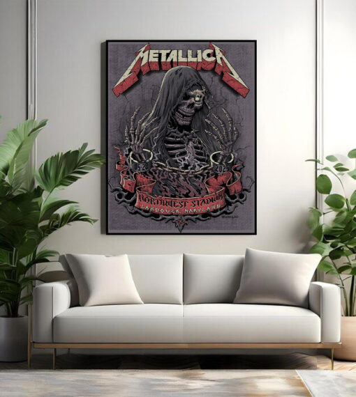 metallica 2025 tour poster landover maryland m72 stadium show grim skeleton canvas