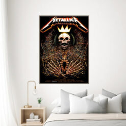 metallica 2025 tour poster skeleton king crown art north american cities canvas print 1