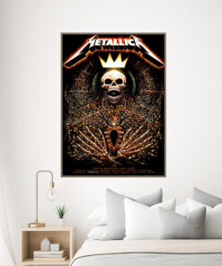 metallica 2025 tour poster skeleton king crown art north american cities canvas print 1