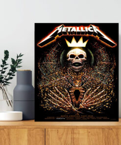 metallica 2025 tour poster skeleton king crown art north american cities canvas print 1