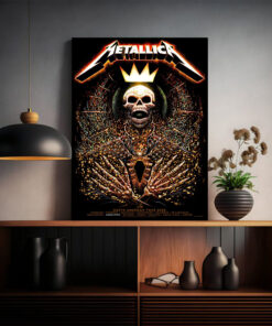 metallica 2025 tour poster skeleton king crown art north american cities canvas print 2