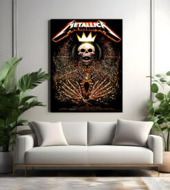 metallica 2025 tour poster skeleton king crown art north american cities canvas print