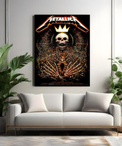 metallica 2025 tour poster skeleton king crown art north american cities canvas print