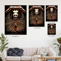 metallica 2025 tour poster skeleton king crown art north american cities canvas print