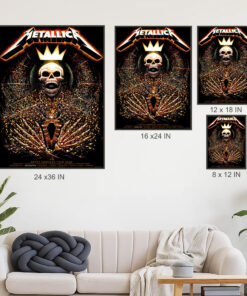 metallica 2025 tour poster skeleton king crown art north american cities canvas print