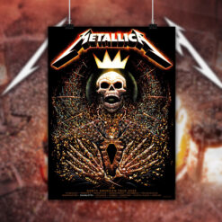 metallica 2025 tour poster skeleton king crown art north american cities canvas print