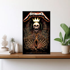 metallica 2025 tour poster skeleton king crown art north american cities canvas print1