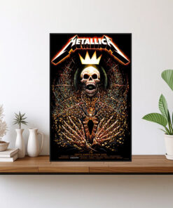 metallica 2025 tour poster skeleton king crown art north american cities canvas print1