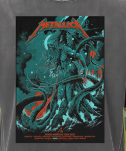 metallica acid wash tee m72 2025 north american tour cthulhu tentacle monster graphic shirt 1