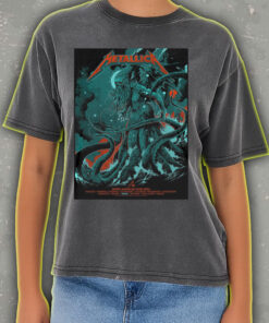 metallica acid wash tee m72 2025 north american tour cthulhu tentacle monster graphic shirt 4