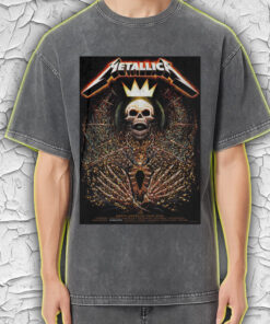 metallica acid wash tee m72 2025 tour cities skull king crown of thorns graphic vintage rock design 2