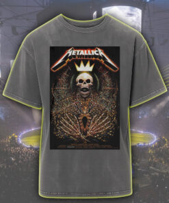metallica acid wash tee m72 2025 tour cities skull king crown of thorns graphic vintage rock design