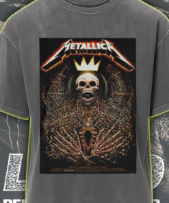 metallica acid wash tee m72 2025 tour cities skull king crown of thorns graphic vintage rock design 3