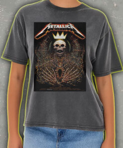 metallica acid wash tee m72 2025 tour cities skull king crown of thorns graphic vintage rock design 4