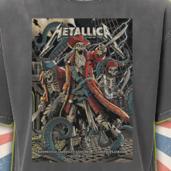 metallica acid wash tee m72 pirate skeleton tampa fl june 6 2025 retro tour graphic shirt 1