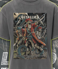 metallica acid wash tee m72 pirate skeleton tampa fl june 6 2025 retro tour graphic shirt 3