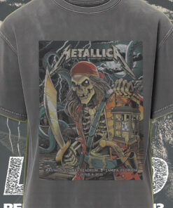 metallica acid wash tee m72 pirate skeleton tampa fl june 8 2025 retro tour graphic shirt 1