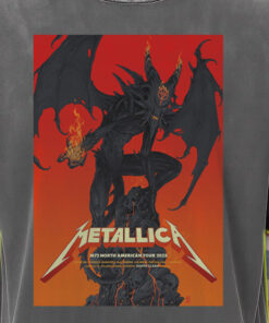 metallica acid wash tee m72 tour 2025 north america demon on fire design vintage style rock shirt 1