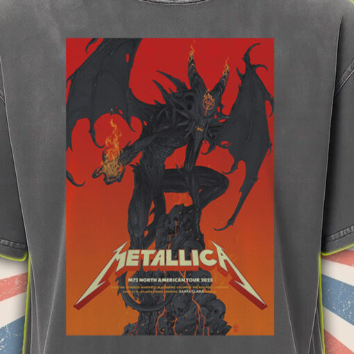 metallica acid wash tee m72 tour 2025 north america demon on fire design vintage style rock shirt 1