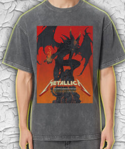 metallica acid wash tee m72 tour 2025 north america demon on fire design vintage style rock shirt 2