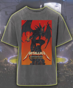 metallica acid wash tee m72 tour 2025 north america demon on fire design vintage style rock shirt