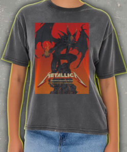 metallica acid wash tee m72 tour 2025 north america demon on fire design vintage style rock shirt 4