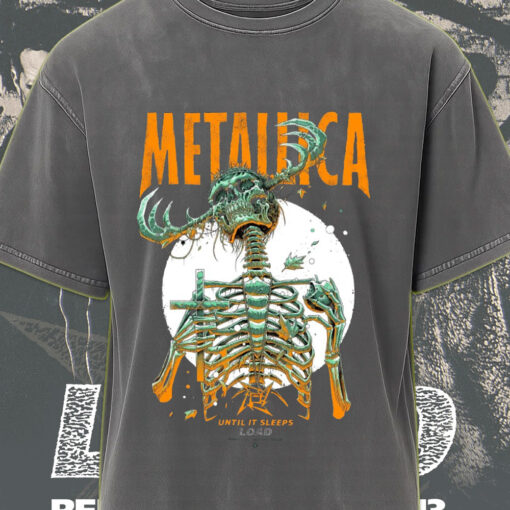 metallica acid wash tee until it sleeps skeleton reaper 2025 retro load tour design 1