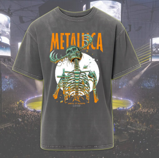 metallica acid wash tee until it sleeps skeleton reaper 2025 retro load tour design