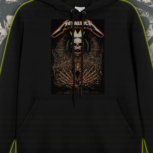 metallica crowned skeleton hoodie m72 tour north america 2025 death king design multi city concert drop 1