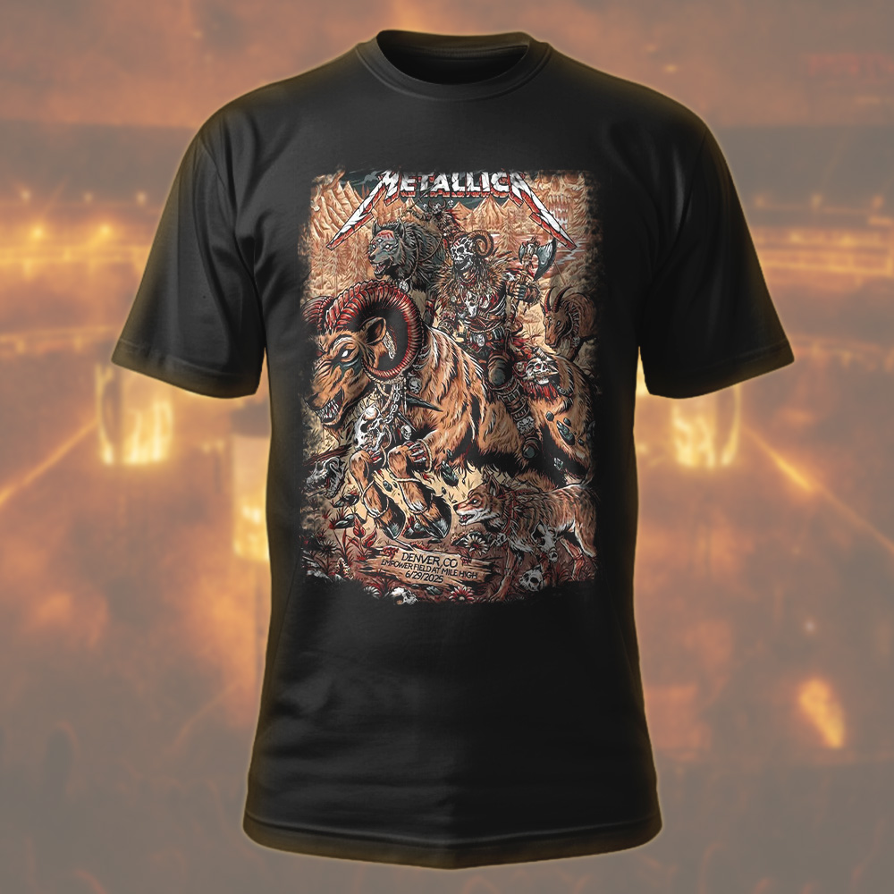 metallica denver 2025 art tee skull warriors warbears m72 tour shirt 1