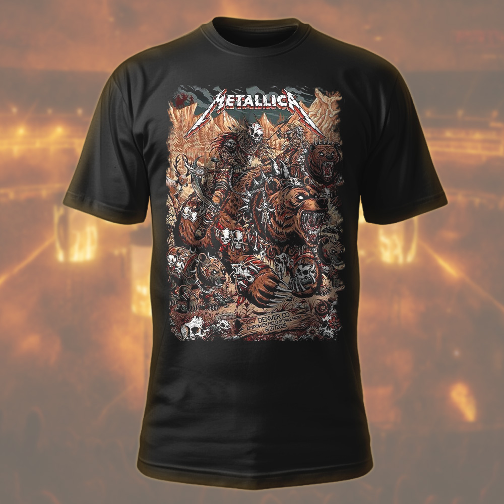 metallica denver 2025 art tee skull warriors warbears m72 tour shirt 1