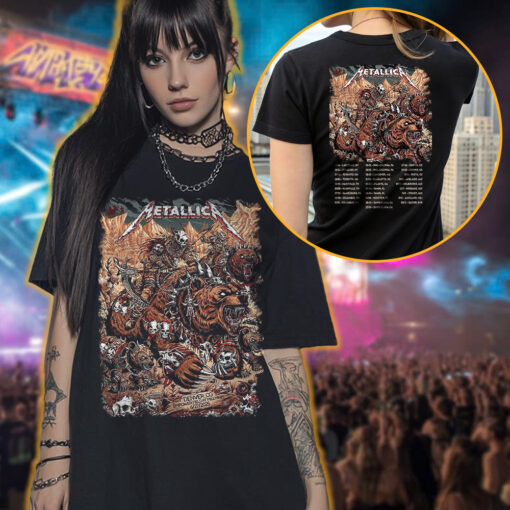 metallica denver 2025 art tee skull warriors warbears m72 tour shirt 3