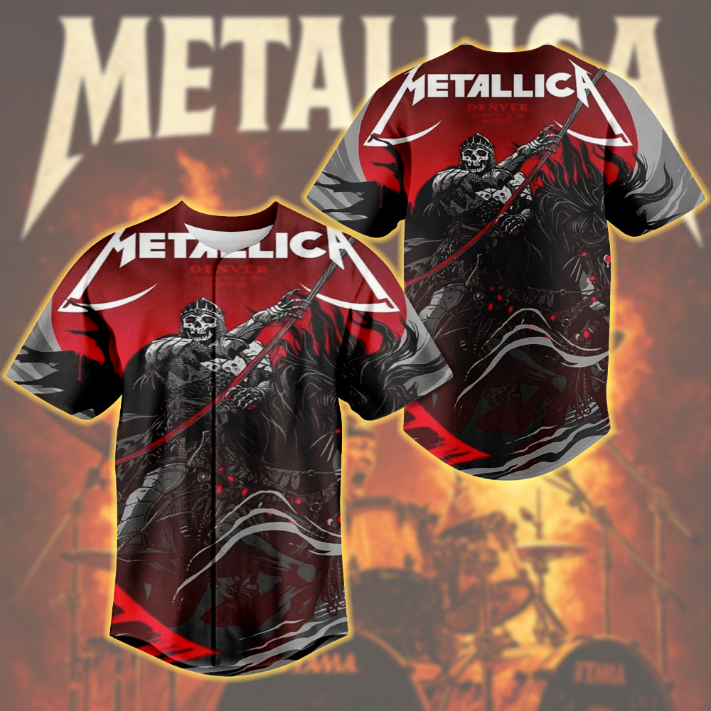 metallica denver 2025 baseball jersey grim reaper full print m72 tour edition