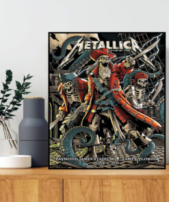 metallica june 6 tampa concert poster m72 tour pirate skeleton art official tour canvas print 1