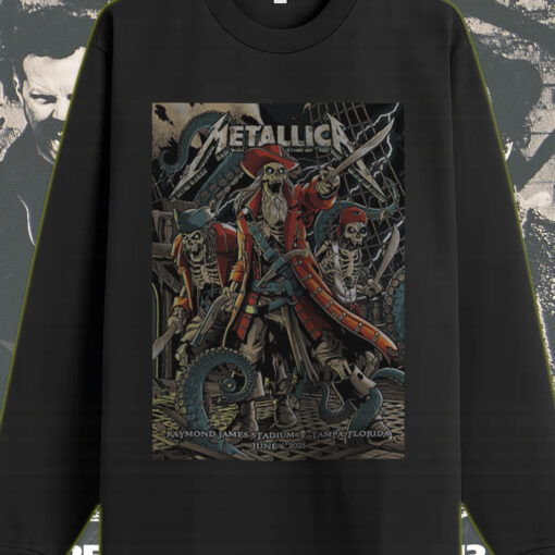 metallica long sleeve pirate skeleton live in tampa june 6 2025 m72 tour official stadium merch 1