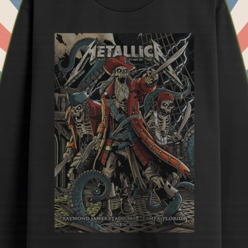 metallica long sleeve pirate skeleton live in tampa june 6 2025 m72 tour official stadium merch 2
