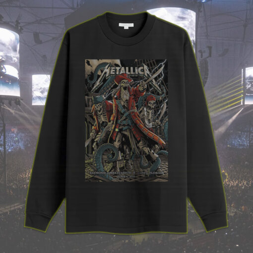 metallica long sleeve pirate skeleton live in tampa june 6 2025 m72 tour official stadium merch