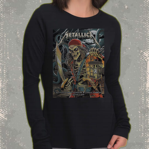 metallica long sleeve pirate skeleton live in tampa june 8 2025 m72 tour official stadium merch 3