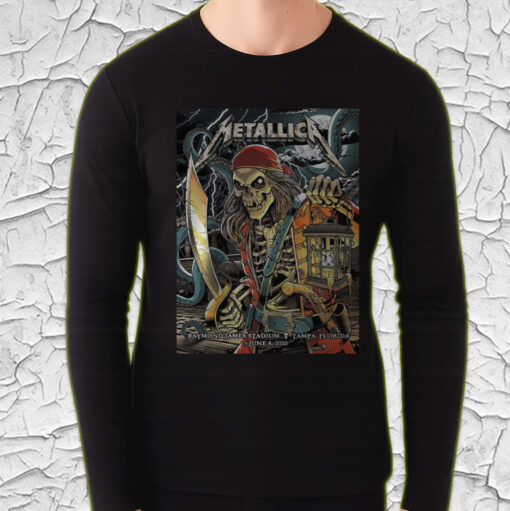 metallica long sleeve pirate skeleton live in tampa june 8 2025 m72 tour official stadium merch 4