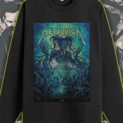 metallica long sleeve shirt june 3 2025 m72 world tour atlanta stadium skeleton demon poster print 1