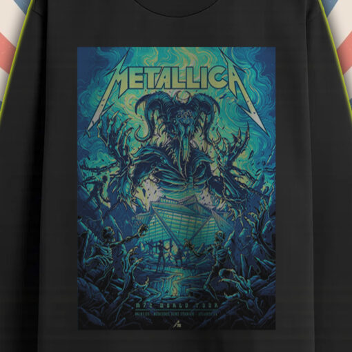 metallica long sleeve shirt june 3 2025 m72 world tour atlanta stadium skeleton demon poster print 2