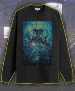 metallica long sleeve shirt june 3 2025 m72 world tour atlanta stadium skeleton demon poster print