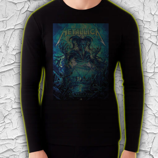 metallica long sleeve shirt june 3 2025 m72 world tour atlanta stadium skeleton demon poster print 4